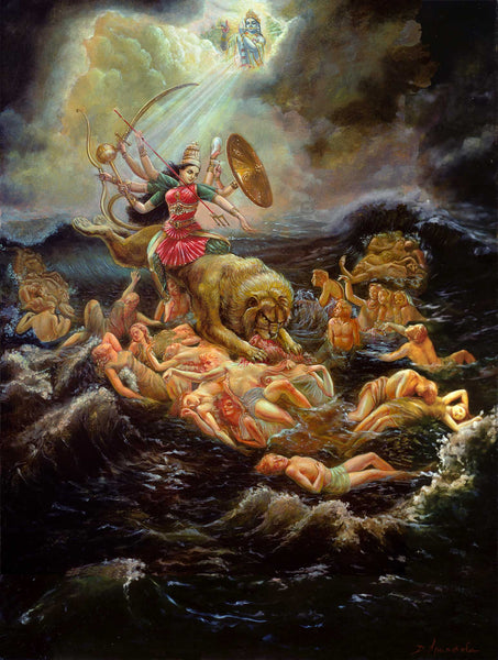 Goddess Durga In the Ocean Of Lust– A Symbolic Depiction of Material Struggle