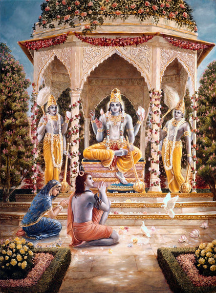 Shiva and Sri Hari manifest Mohini - Vedic Oil Painting of Lord Hari by Dominique Amendola
