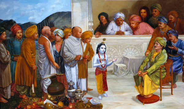 Young Krishna urges King Nanda's People to Worship Govardhan Hill