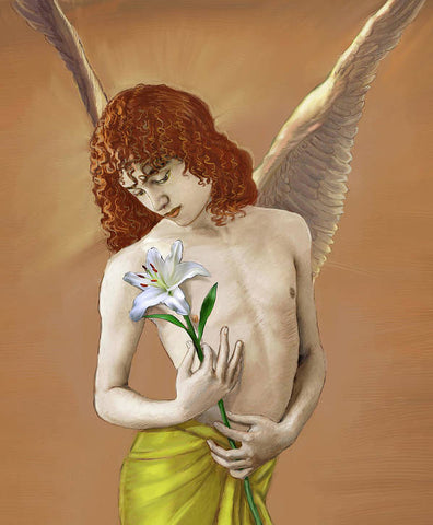 Angel Holding A Lily 2 - Art Print