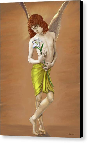 Angel holding a lily - Canvas Print