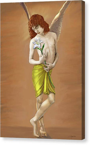 Angel holding a lily - Canvas Print