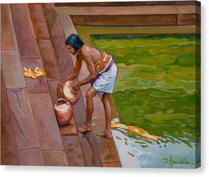 Bath Time In South India - Canvas Print