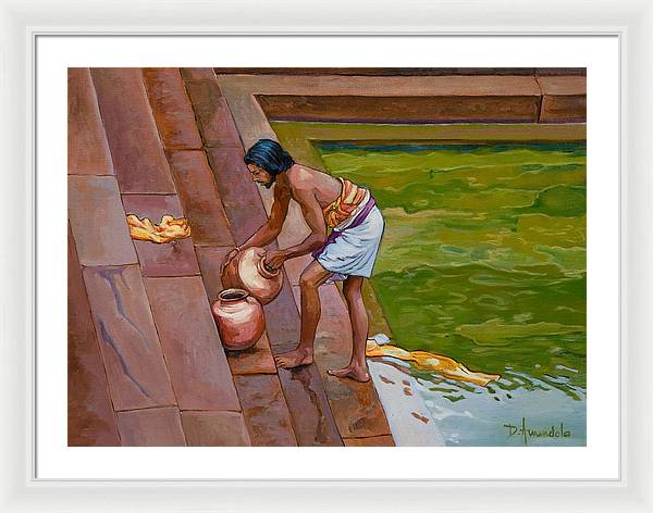 Bath Time In South India - Framed Print