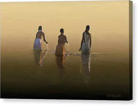 Bathing in the holy river  - Canvas Print
