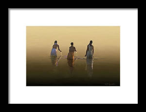 Bathing in the holy river  - Framed Print