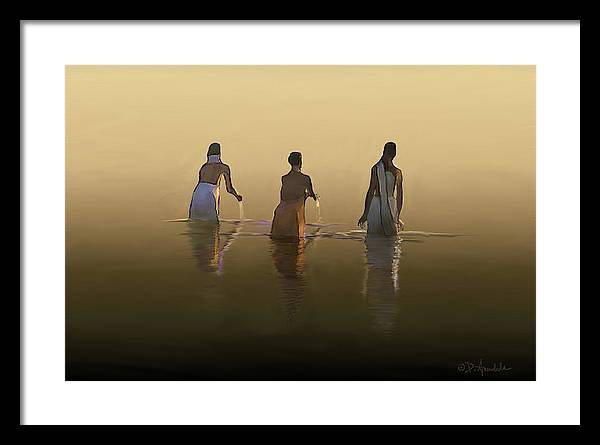 Bathing in the holy river  - Framed Print