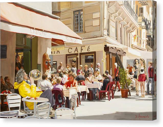 Blowing Bubbles At The Cafe Terrace  - Canvas Print