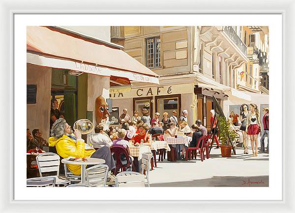 Blowing Bubbles At The Cafe Terrace  - Framed Print