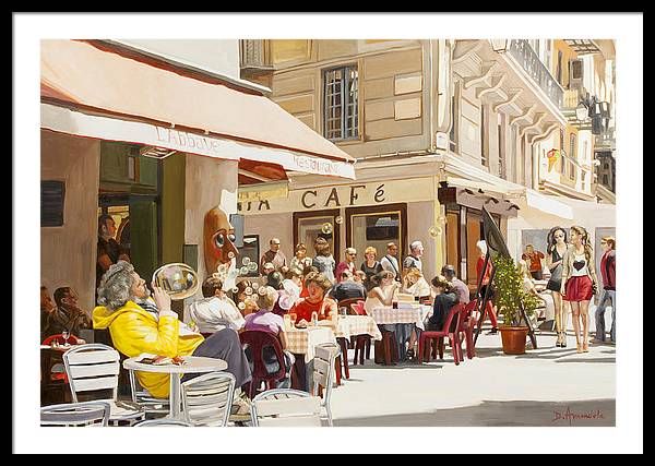 Blowing Bubbles At The Cafe Terrace  - Framed Print