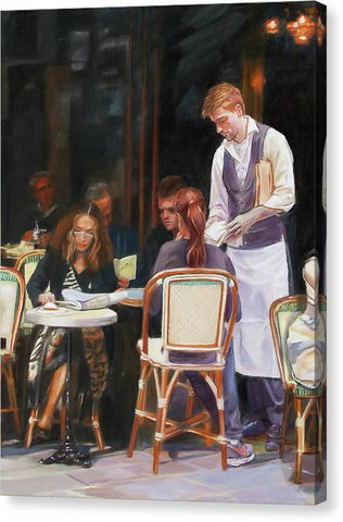 Cafe Scene In Paris - Canvas Print