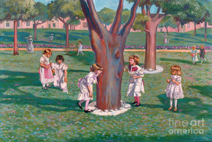 Children Playing Around A Tree - Art Print