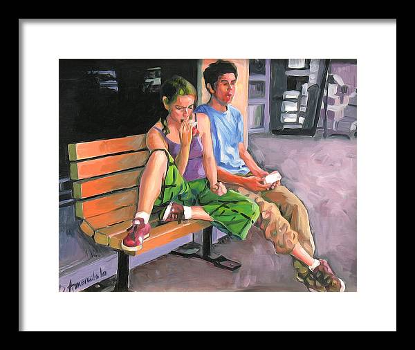 Couple eating a snack - Framed Print