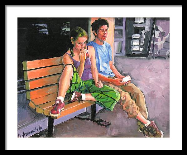 Couple eating a snack - Framed Print