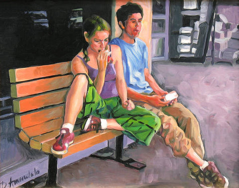Couple eating a snack - Art Print