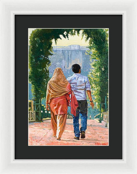 Couple Under The Leafy Arch - Framed Print