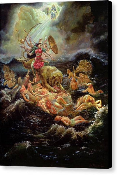 Goddess Durga In the Ocean Of Lust - Canvas Print