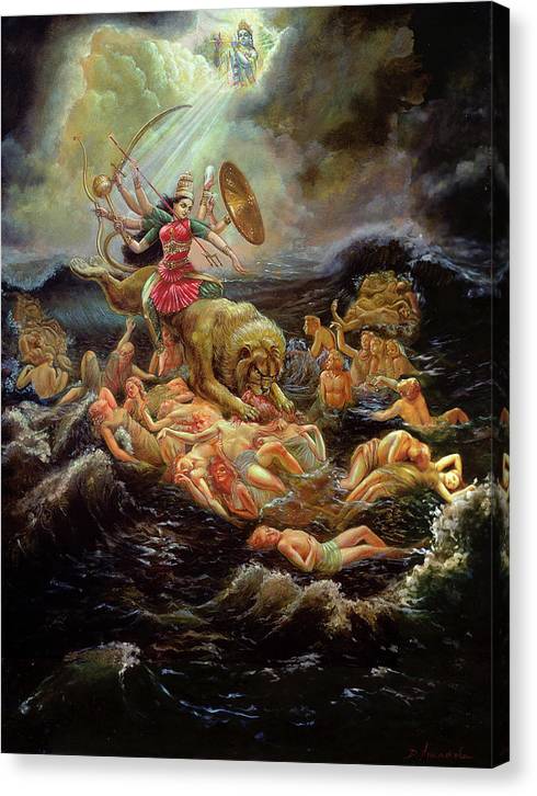 Goddess Durga In the Ocean Of Lust - Canvas Print