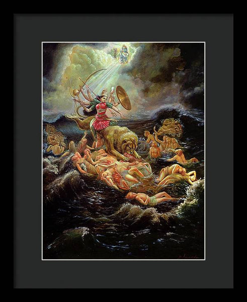 Goddess Durga In the Ocean Of Lust - Framed Print