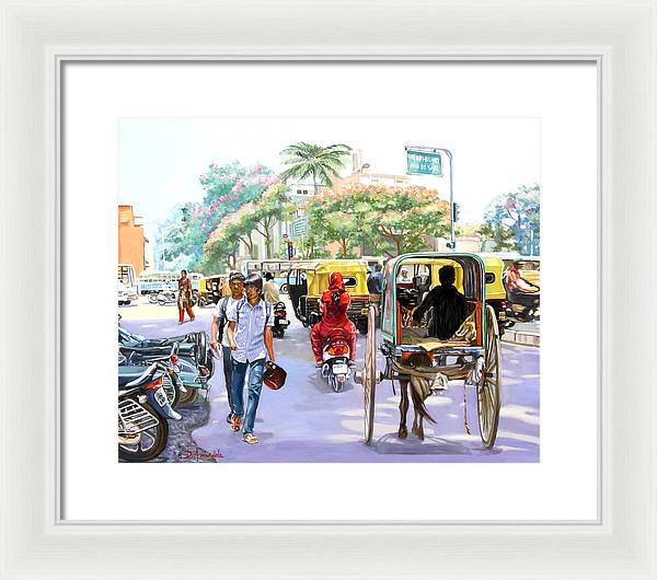 India Street Scene 3 - Framed Print