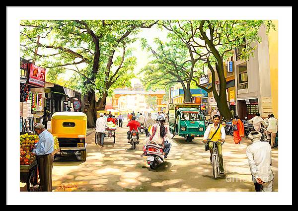 India Street Scene 4 - Framed Print