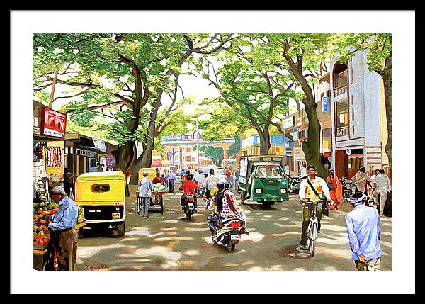 India Street Scene - Framed Print