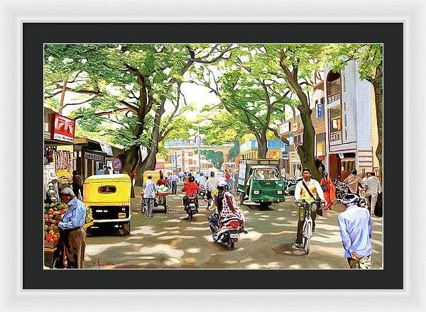 India Street Scene - Framed Print