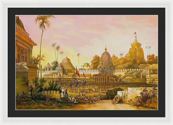 Jaganath Puri with Ratha Yatra in progress - Framed Print