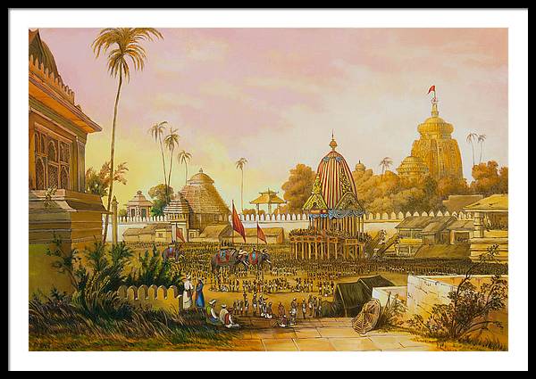 Jaganath Puri with Ratha Yatra in progress - Framed Print