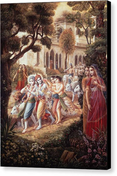 Krishna And Balarama Take The Cows To The Pastures - Canvas Print