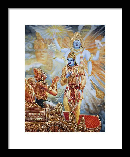 Krishna Reveals His Universal Form To Arjuna - Framed Print
