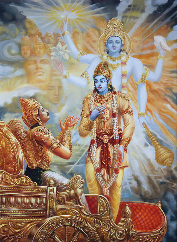 Krishna Reveals His Universal Form To Arjuna - Art Print