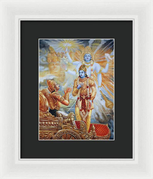Krishna Reveals His Universal Form To Arjuna - Framed Print
