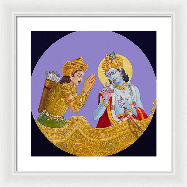 Krishna speaks the Bhagavad-Gita - Framed Print