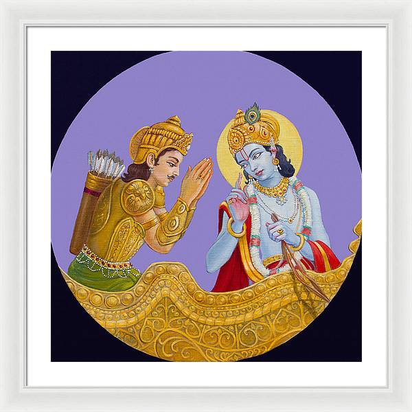 Krishna speaks the Bhagavad-Gita - Framed Print