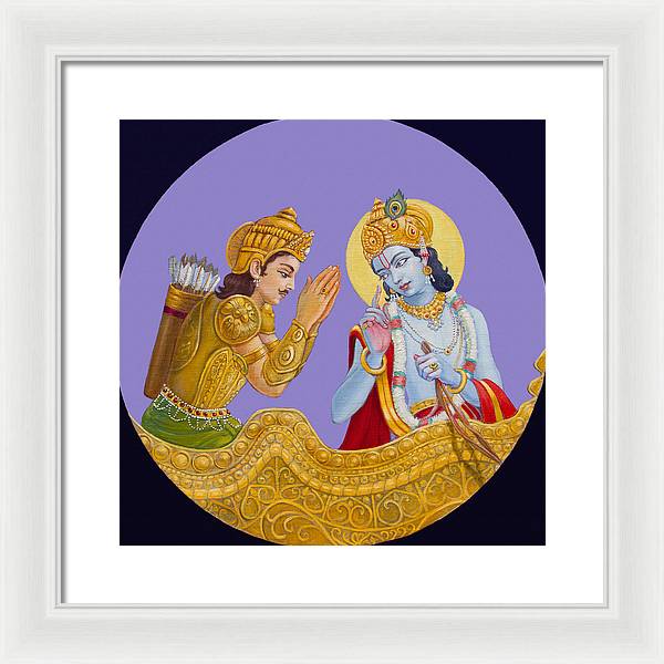 Krishna speaks the Bhagavad-Gita - Framed Print