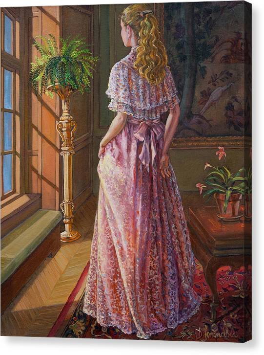 Lady Gazing Through The Window - Canvas Print