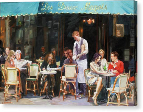 Les Deux Magots - Cafe Scene In Paris - Canvas Print