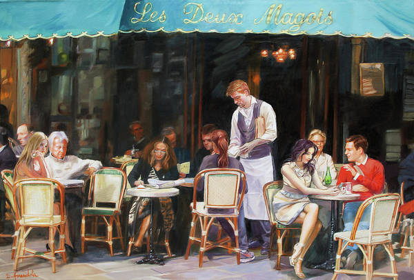 Les Deux Magots - Cafe Scene In Paris - Art Print
