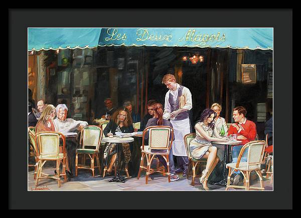Les Deux Magots - Cafe Scene In Paris - Framed Print