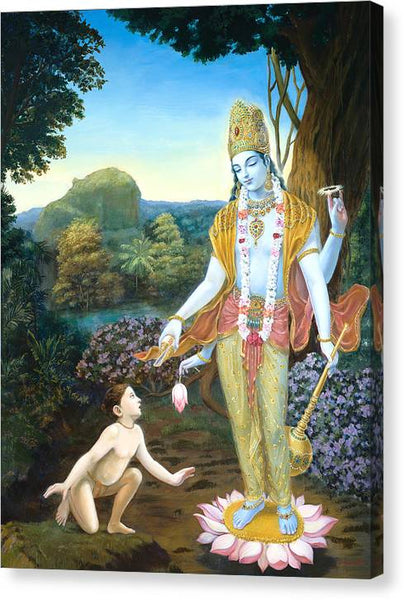 Lord Vishnu Appears To Dhruva - Canvas Print