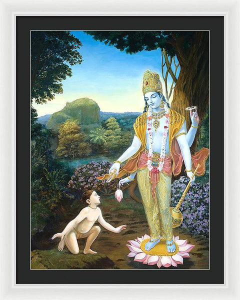 Lord Vishnu Appears To Dhruva - Framed Print
