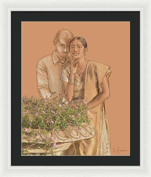 Lovers in the garden - Framed Print