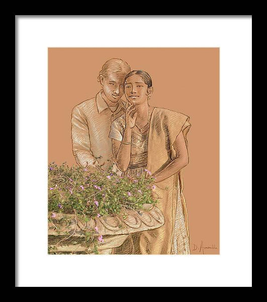 Lovers in the garden - Framed Print