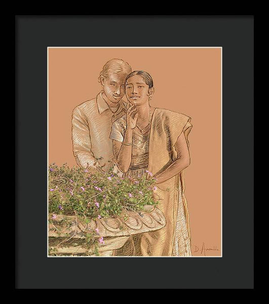 Lovers in the garden - Framed Print