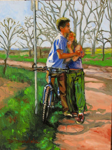 Lovers Leaning Against A Bicycle