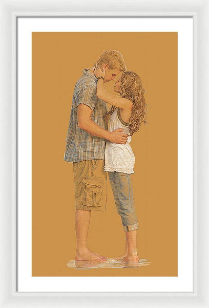 Lovers On The Beach - Framed Print