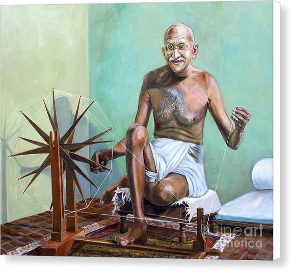 Mahatma Gandhi Spinning - Canvas Print