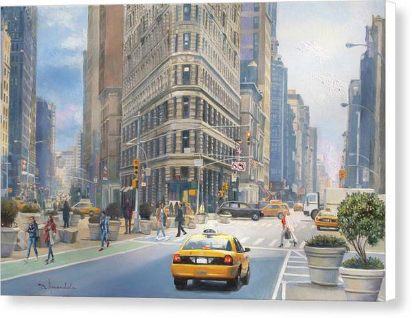 Manhattan City Scene With The Flatiron Building  - Canvas Print