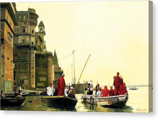 Monks In Varanasi - Canvas Print